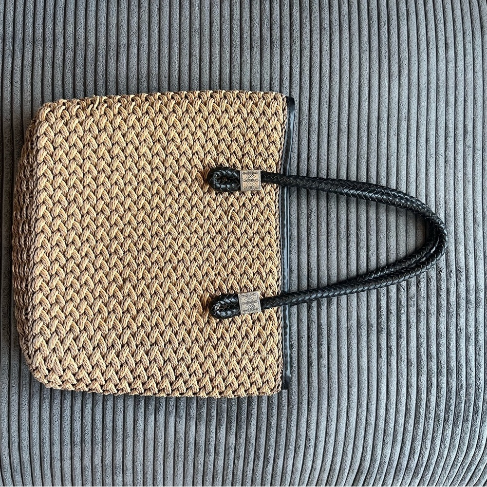 EGO Brown and Black Woven Small Tote Bag - Picture 3 of 5